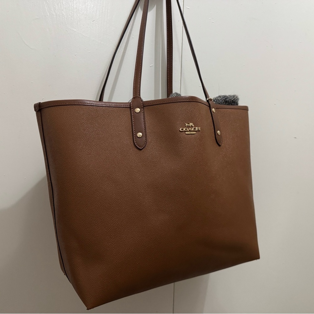Coach Reversible Signature Brown Leather Tote Bag